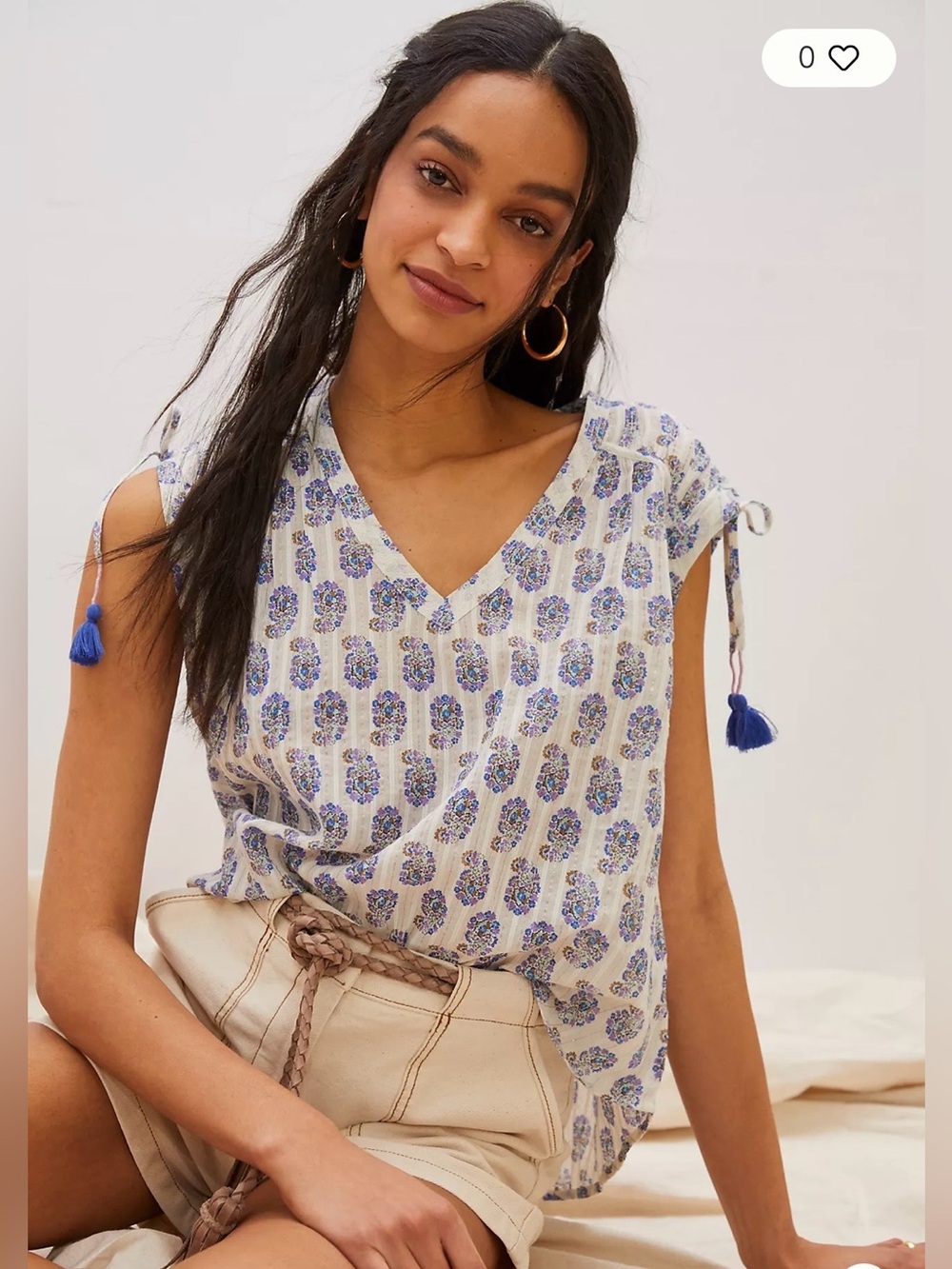 Anthropologie Terra Shirred Blouse Paisley Gauzy Boho Romantic Sweet Boxy Garden